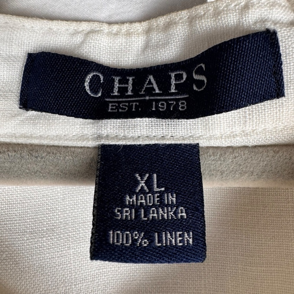 Chaps Womens 100% linen Top Blouse Size XL White Long sleeve Casuall - Picture 5 of 7